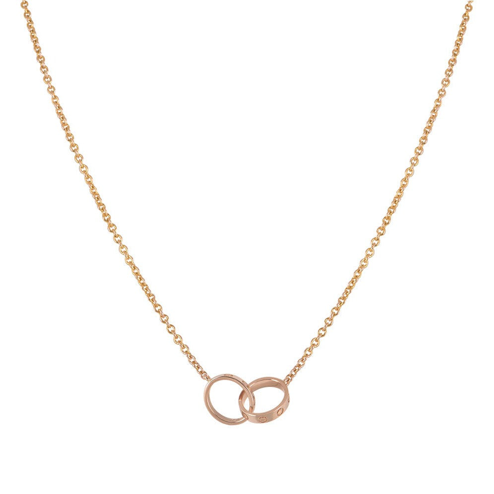 [Imperial] LOVE NECKLACE DOUBLE RING PINK GOLD