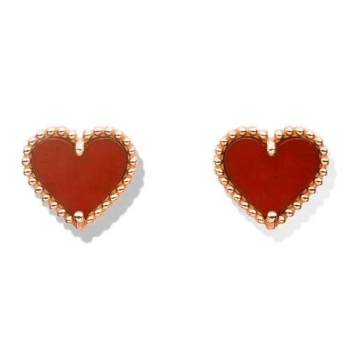 [Imperial] HEART CARNELIAN STUD EARRINGS