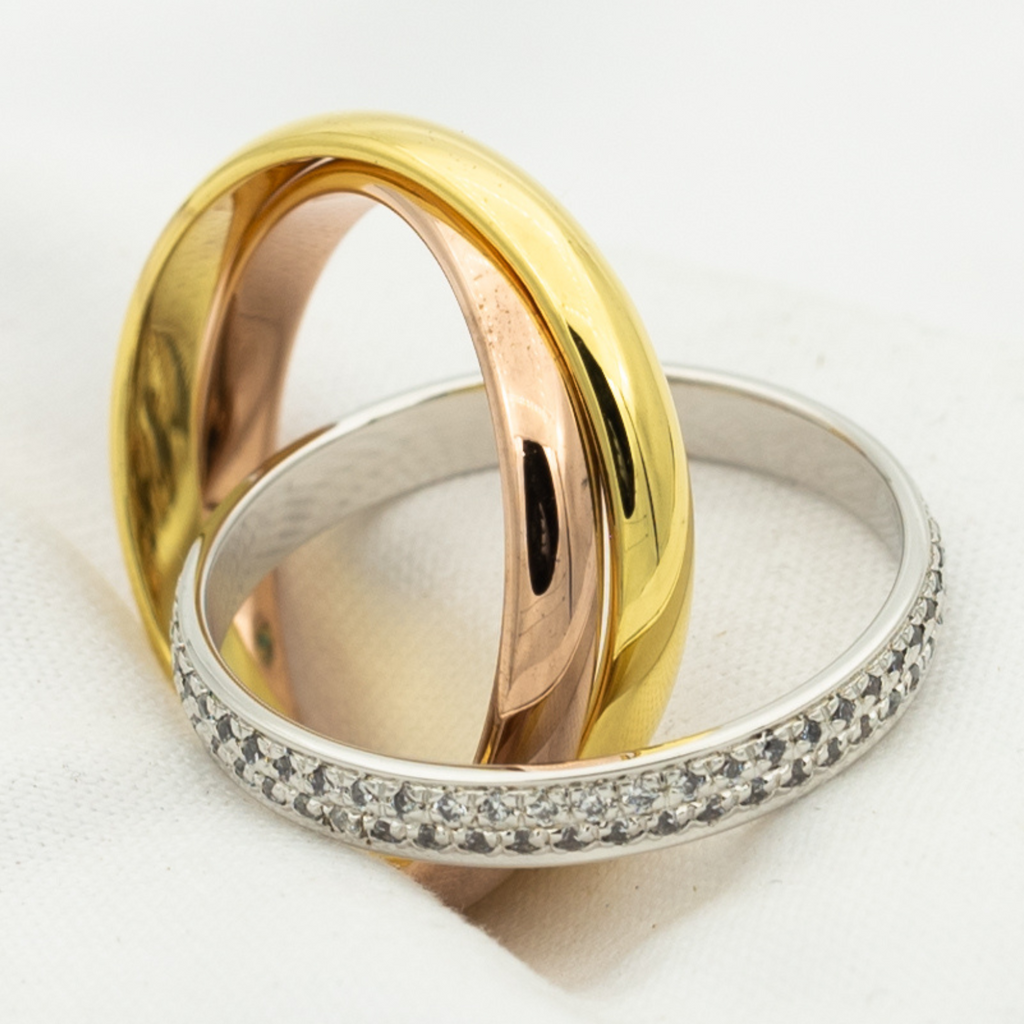 [Imperial] TRINITY RING GOLD PINK GOLD SILVER DIAMONDS