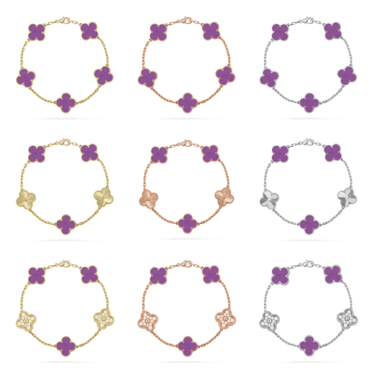 [Imperial]New  CLOVER 5 MOTIF VIOLET BRACELET COLLECTION