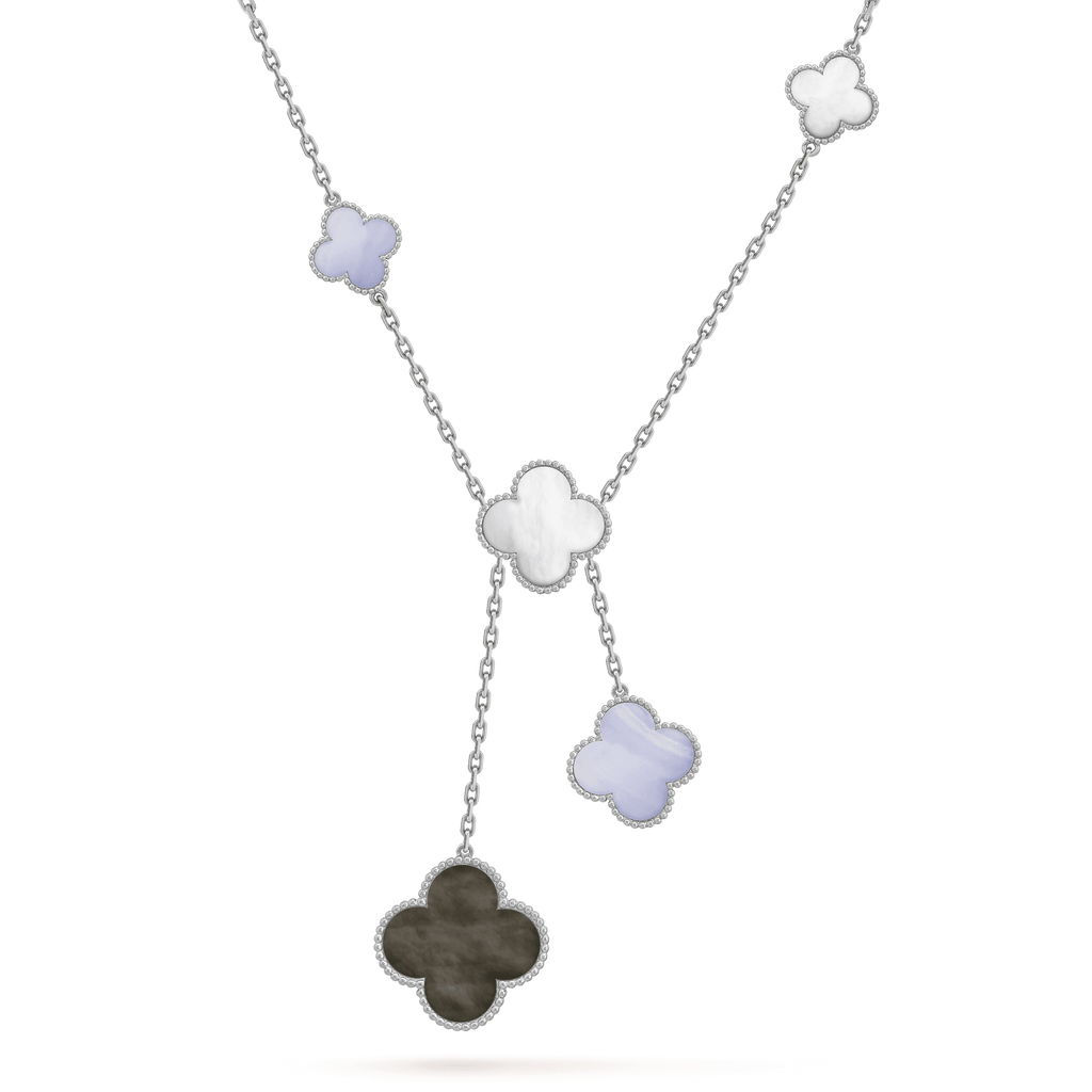 [Imperial] CLOVER MOP CHALCEDONY NECKLACE SILVER 6 MOTIF