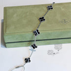 [Imperial] CLOVER 5 MOTIF VEINED ONYX BRACELET SILVER