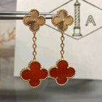 [Imperial] CLOVER 2 MOTIF  LASER CARNELIAN EARRINGS