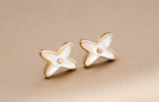 [Imperial] JEUX DE WHITE MOP PINK GOLD DIAMOND EARRINGS