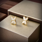 [Imperial] JEUX DE WHITE MOP GOLD DIAMOND EARRINGS