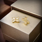 [Imperial] JEUX DE WHITE MOP GOLD DIAMOND EARRINGS