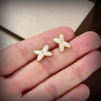 [Imperial] JEUX DE WHITE MOP GOLD DIAMOND EARRINGS