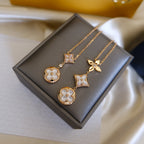 [Imperial] COLOR BLOSSOM LARIAT NECKLACE PINK GOLD WHITE MOTHER PEARL AND DIAMOND