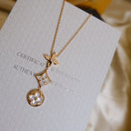[Imperial] COLOR BLOSSOM LARIAT NECKLACE PINK GOLD WHITE MOTHER PEARL AND DIAMOND