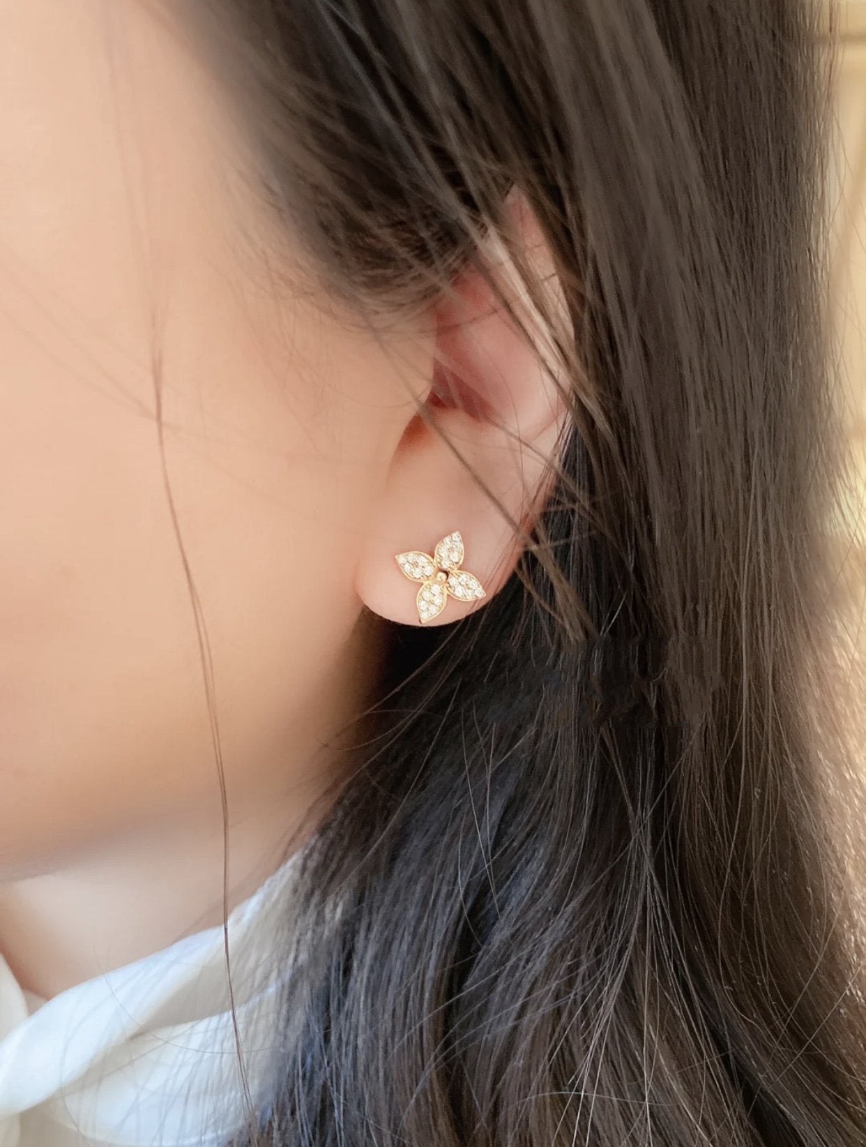 [Imperial] STAR BLOSSOM STUD EARRINGS PINK GOLD DIAMONDS