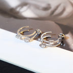 [Imperial] CREOLES MY TWIN 2 RANGS SILVER DIAMOND EARRINGS