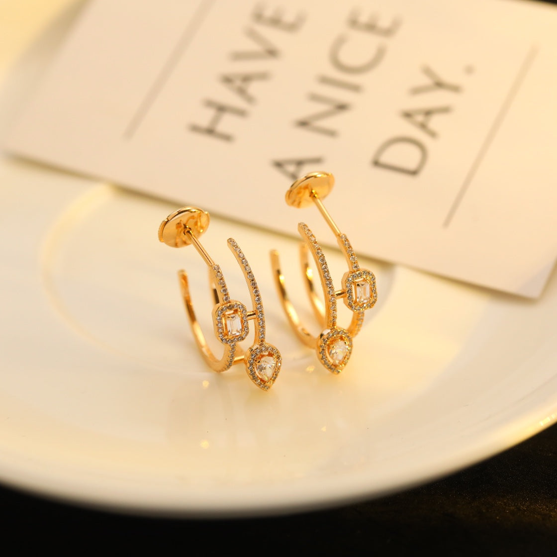[Imperial] CREOLES MY TWIN 2 RANGS SILVER DIAMOND EARRINGS