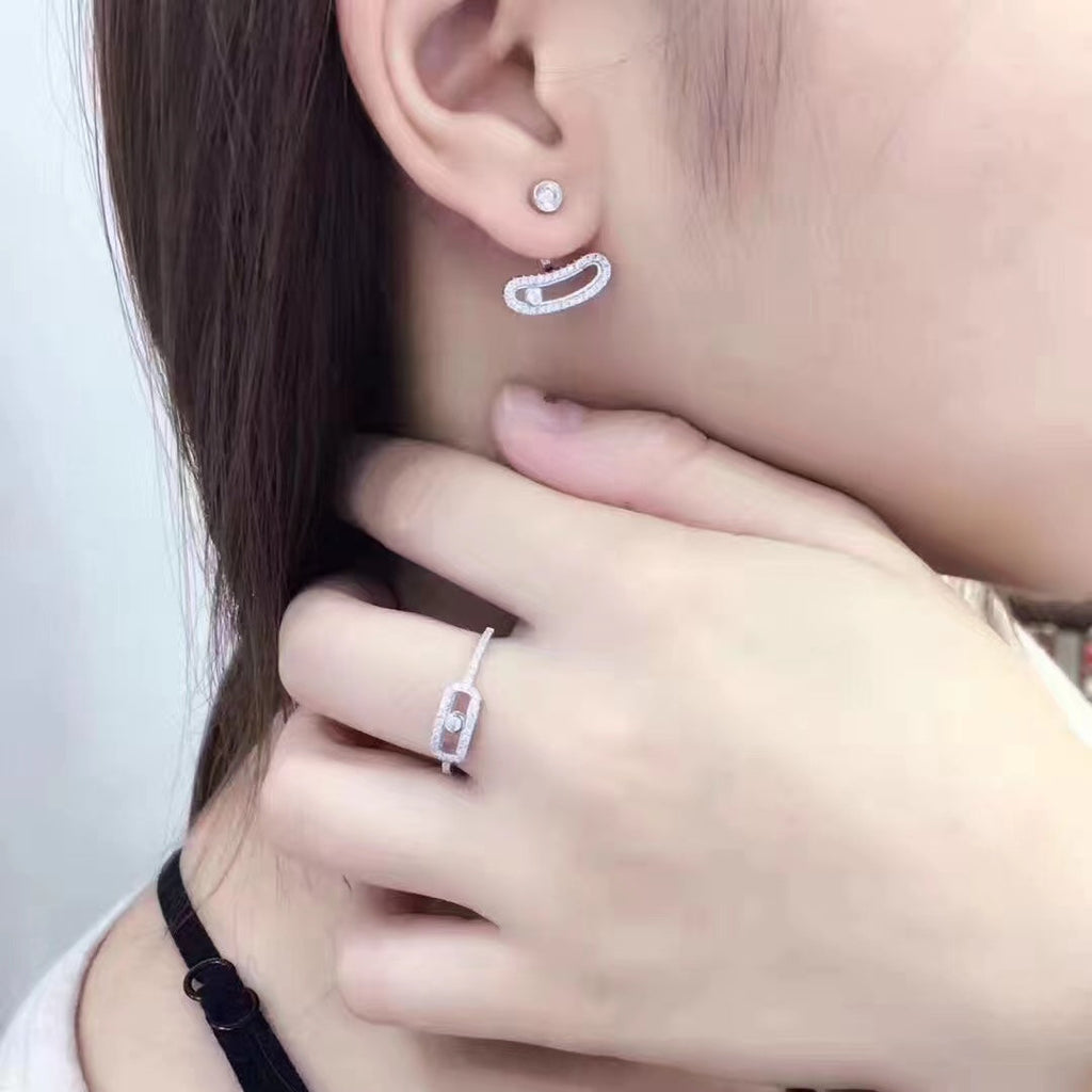 [Imperial] MOVE UNO SILVER DIAMOND EARRINGS