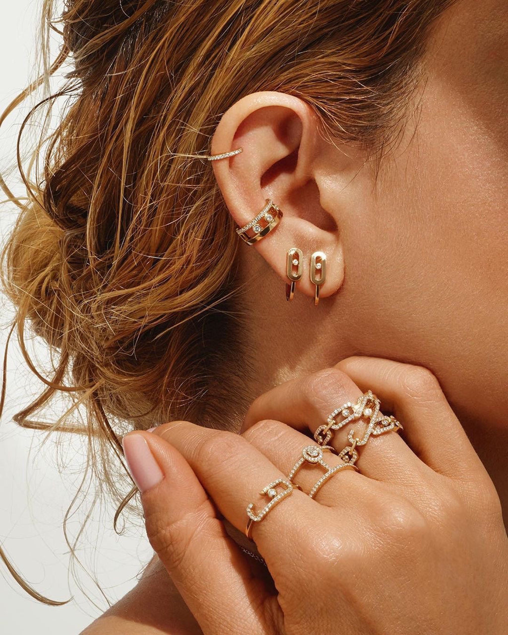 [Imperial] CREOLES MOVE UNO MINI 1 DIAMOND EARRINGS
