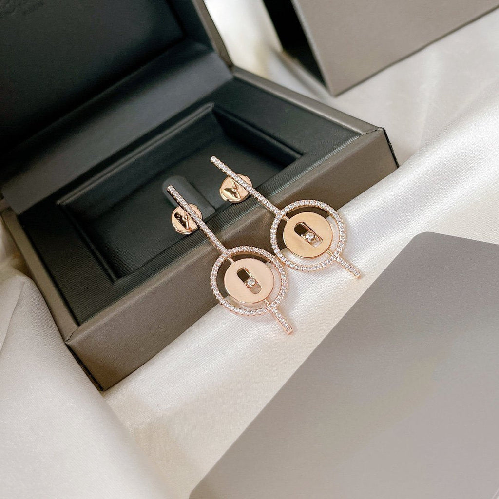 [Imperial]  MOVE ARROW PINK GOLD DIAMOND EARRINGS