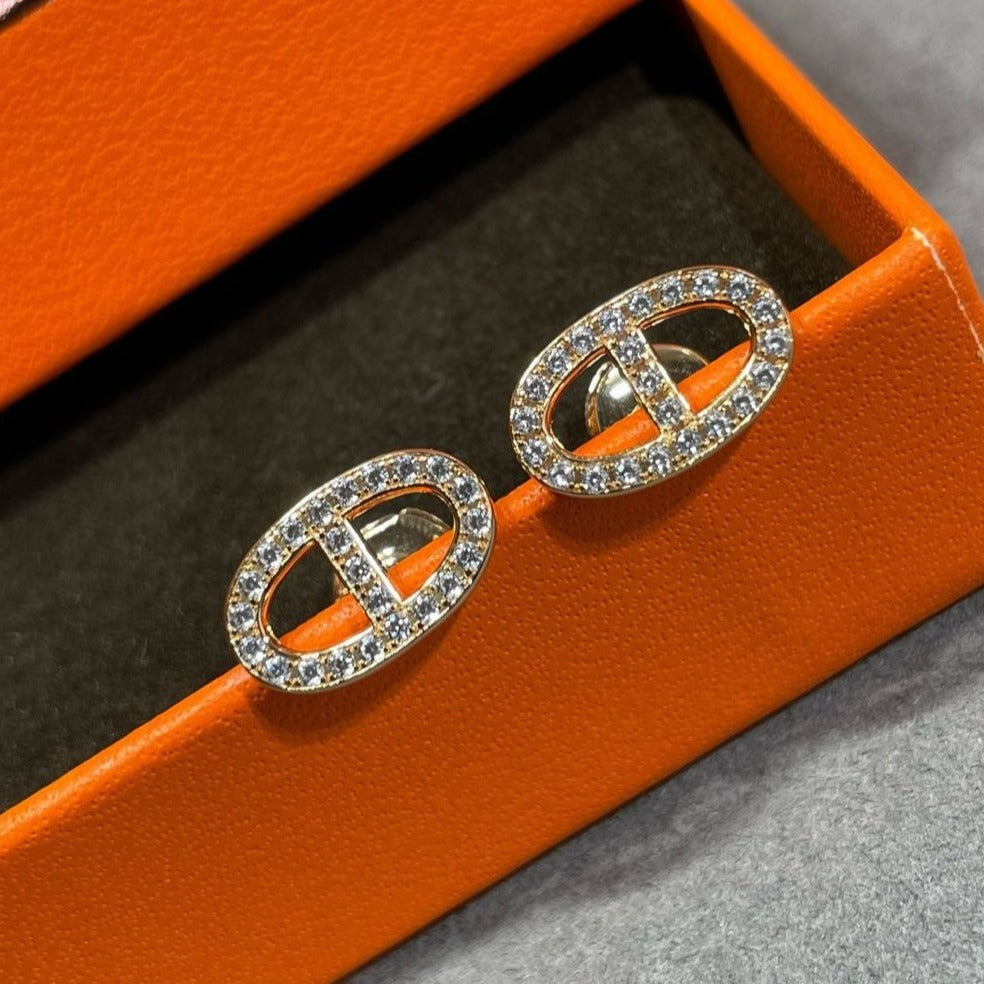 [Imperial] HM FULL DIAMOND PIG NOSE STUD EARRINGS
