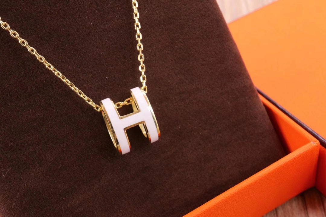 [Imperial] HM CLIC YELLOW ENAMEL GOLD NECKLACE
