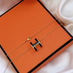 [Imperial] HM CLIC BLACK ENAMEL GOLD NECKLACE