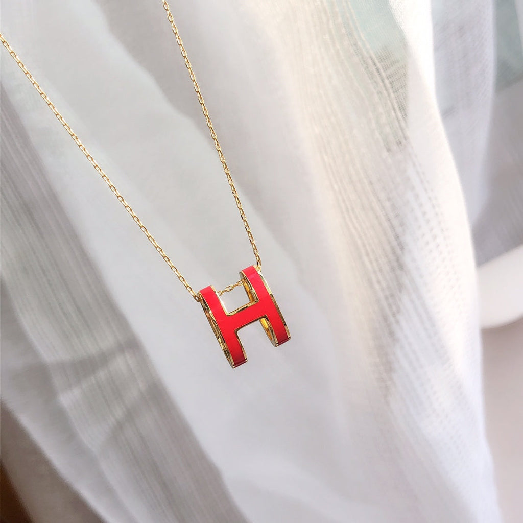 [Imperial] HM CLIC RED ENAMEL GOLD NECKLACE