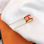 [Imperial] HM CLIC RED ENAMEL GOLD NECKLACE