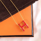 [Imperial] HM CLIC RED ENAMEL GOLD NECKLACE
