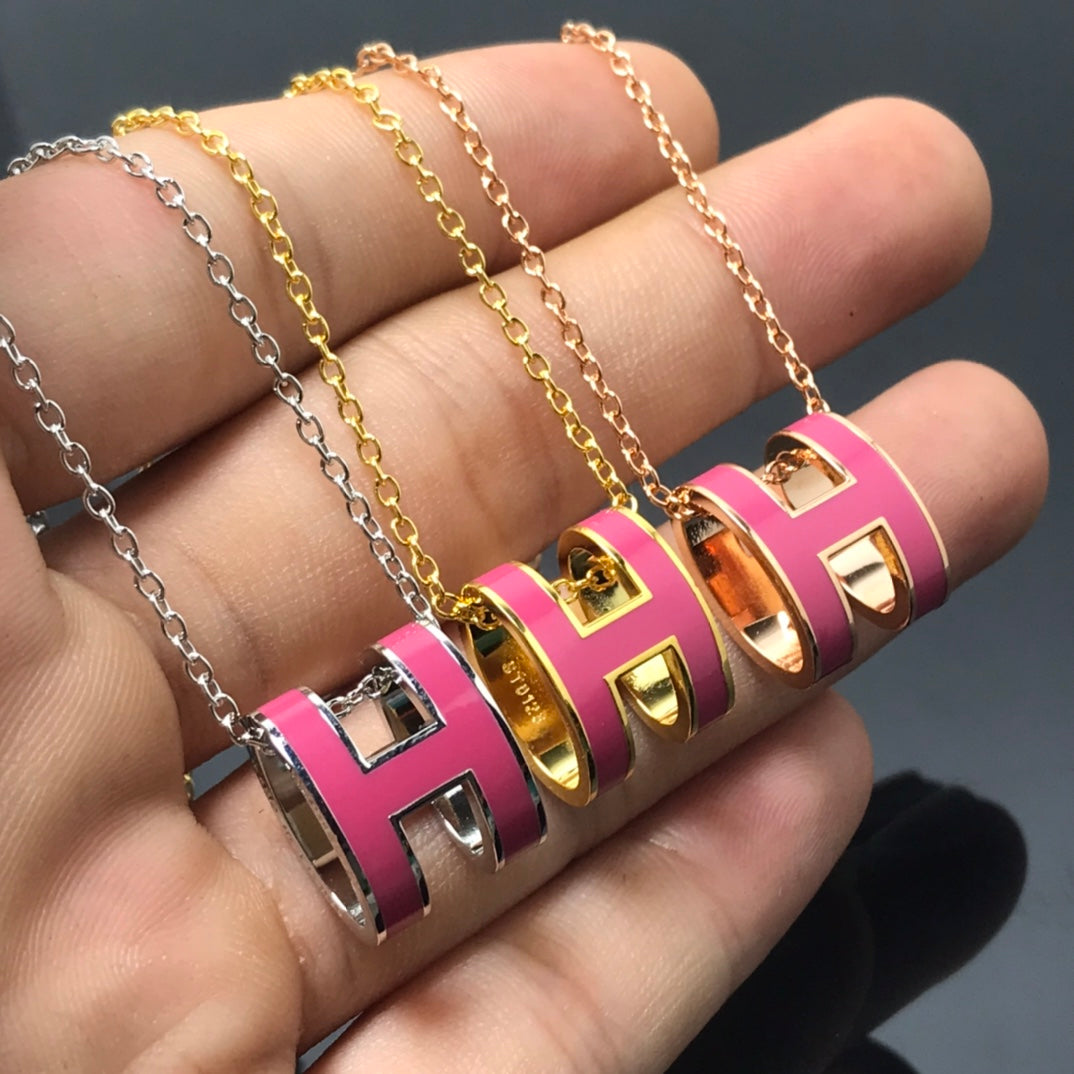 [Imperial] H NECKLACE PINK