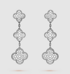 [Imperial] CLOVER 3 MOTIF DIAMOND SILVER DROP EARRINGS