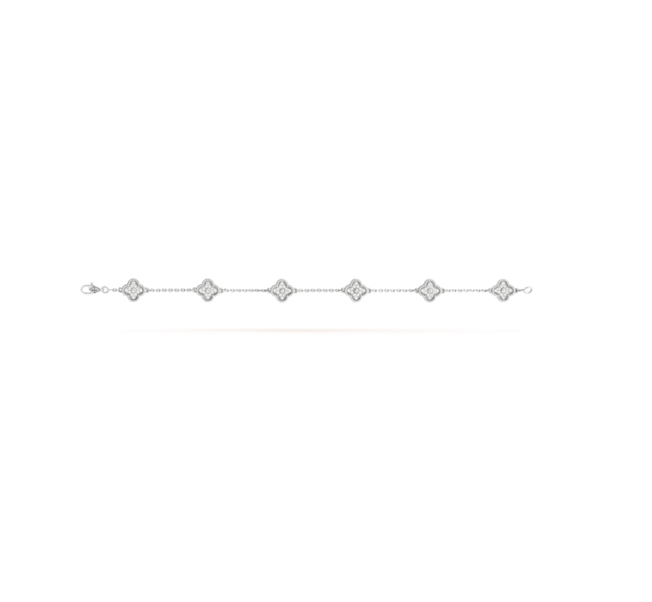 [Imperial] CLOVER 6 MOTIF SILVER DIAMOND BRACELET