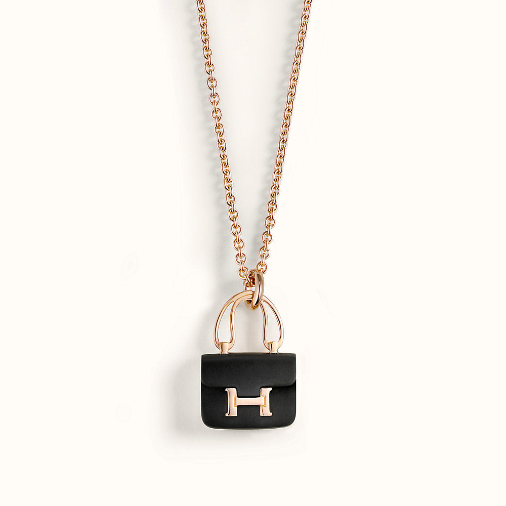 [Imperial] CONSTANCE BLACK PEDANT PINK GOLD NECKLACE