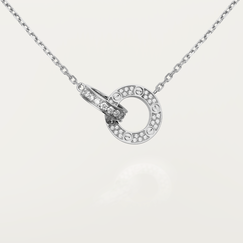 [Imperial] LOVE 7.6MM NECKLACE ROSE GOLD AND SILVER  FULL DIAMOND