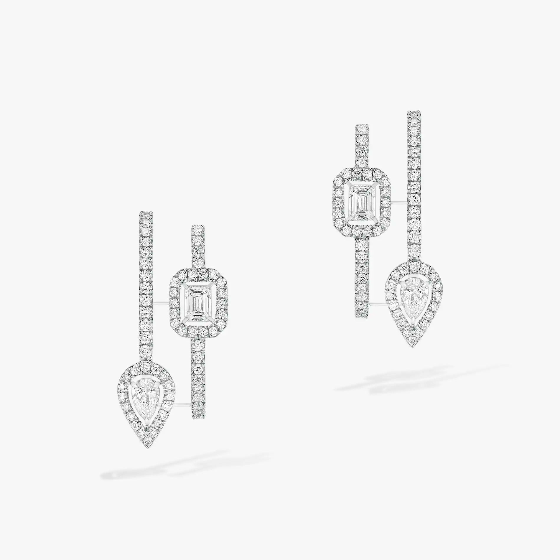 [Imperial] CREOLES MY TWIN 2 RANGS SILVER DIAMOND EARRINGS