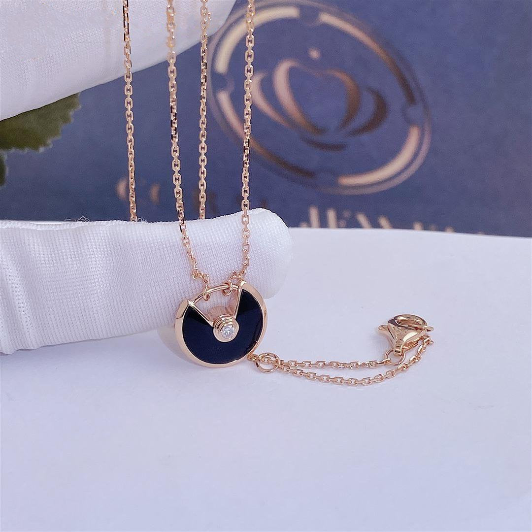 [Imperial] AMULETTE ROSE GOLD ONYX NECKLACE
