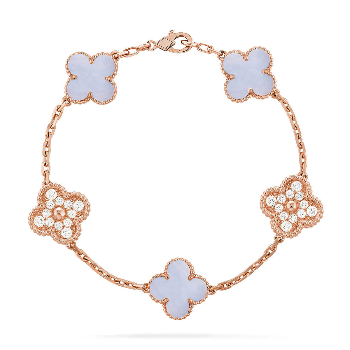 [Imperial]New  CLOVER 5 MOTIF PURPLE CHALCEDONY BRACELET COLLECTION