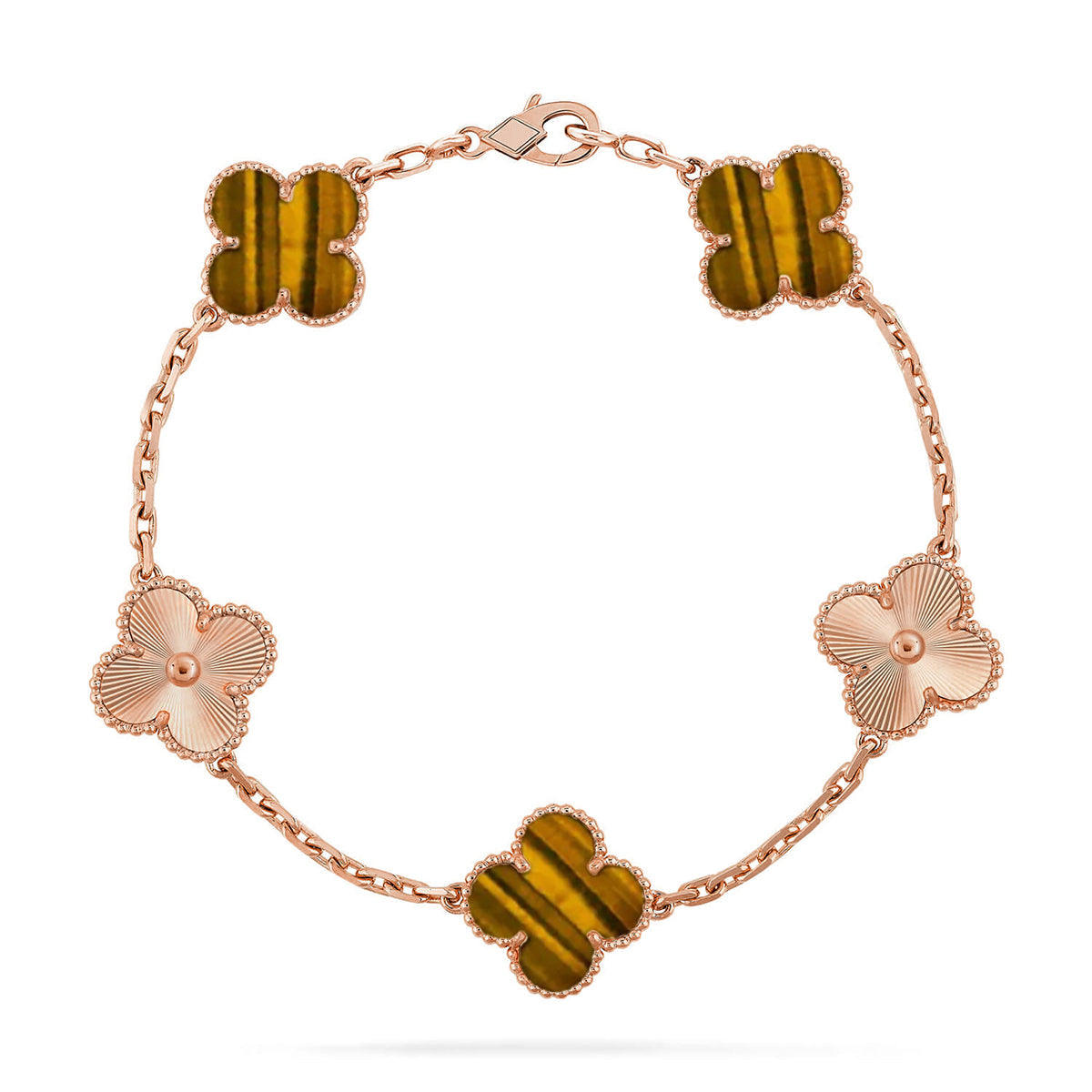 [Imperial]New  CLOVER 5 MOTIFS TIGER EYE BRACELET COLLECTION