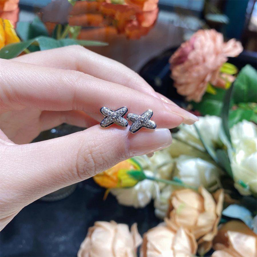 [Imperial] JEUX DE SILVER DIAMOND EARRINGS