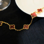 [Imperial]New  CLOVER 5 MOTIF RED CORNELIAN BRACELET COLLECTION