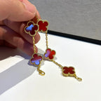 [Imperial]New  CLOVER 5 MOTIF RED CORNELIAN BRACELET COLLECTION
