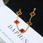 [Imperial]New  CLOVER 5 MOTIF RED CORNELIAN BRACELET COLLECTION