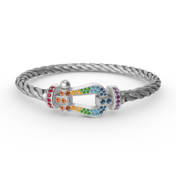 [Imperial] FORC LARGE HORSESHOE  COLORED DIAMOND BRACELET SILVER