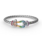 [Imperial] FORC LARGE HORSESHOE  COLORED DIAMOND BRACELET SILVER