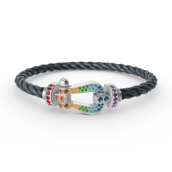 [Imperial] FORC LARGE HORSESHOE  COLORED DIAMOND BRACELET SILVER