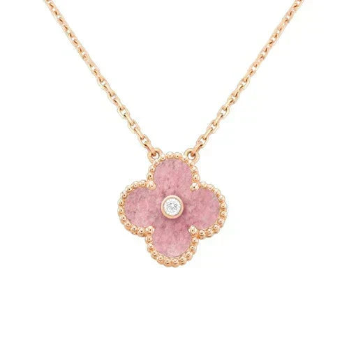 [Imperial] CLOVER 15MM DIAMOND RHODONITE NECKLACE