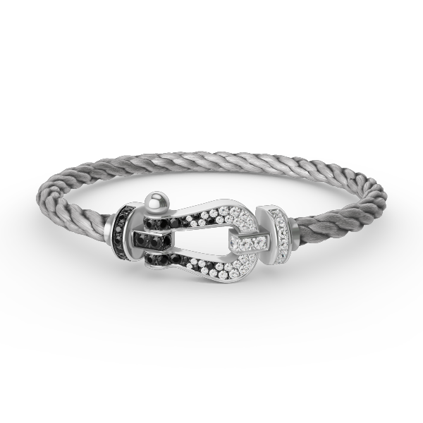 [Imperial] FORCE LARGE HORSESHOE BLACK WHITE DIAMOND BRACELET SILVER