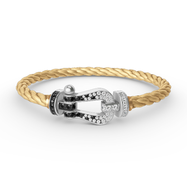 [Imperial] FORCE LARGE HORSESHOE BLACK WHITE DIAMOND BRACELET SILVER