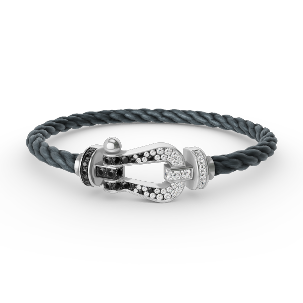 [Imperial] FORCE LARGE HORSESHOE BLACK WHITE DIAMOND BRACELET SILVER