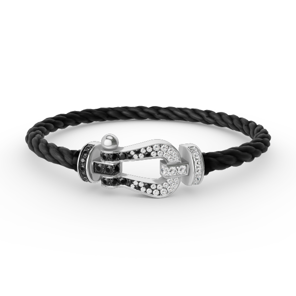 [Imperial] FORCE LARGE HORSESHOE BLACK WHITE DIAMOND BRACELET SILVER