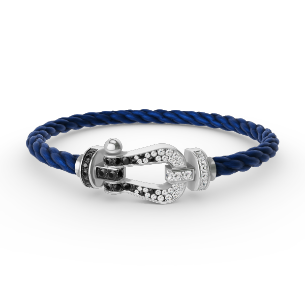 [Imperial] FORCE LARGE HORSESHOE BLACK WHITE DIAMOND BRACELET SILVER