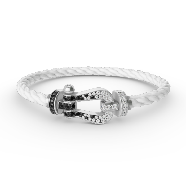 [Imperial] FORCE LARGE HORSESHOE BLACK WHITE DIAMOND BRACELET SILVER