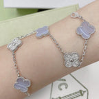 [Imperial]New  CLOVER 5 MOTIF PURPLE CHALCEDONY BRACELET COLLECTION
