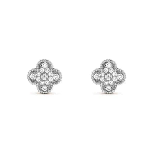 [Imperial] CLOVER 1 MOTIFS DIAMOND STUD EARRINGS SILVER